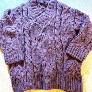 Zara Sweaters Zara Mens Chunky Cable Vneck Lilac Sweater M - Main Image